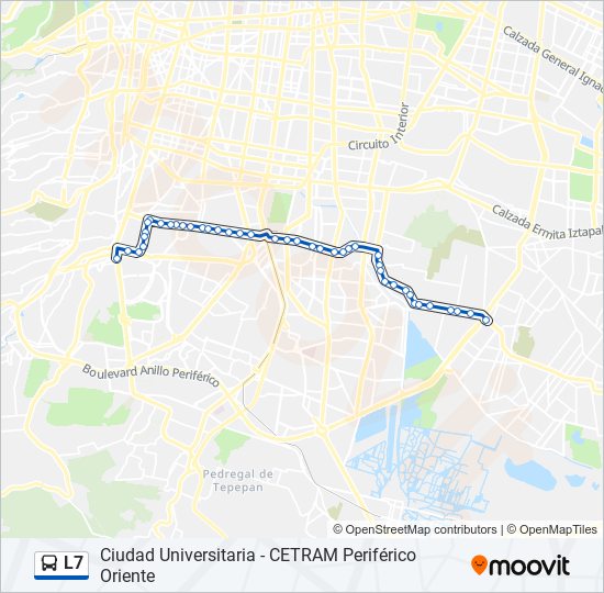 Ruta L7 Horarios Paradas Y Mapas Ciudad Universitaria Actualizado