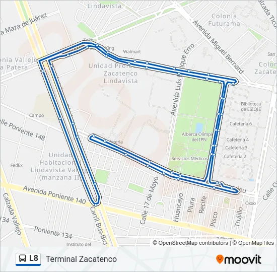 L8 Bus Line Map