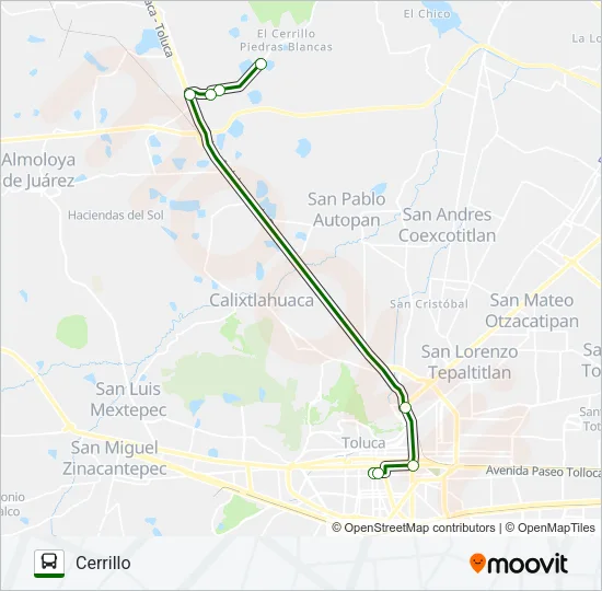 RECTORÍA- CERRILLO Bus Line Map