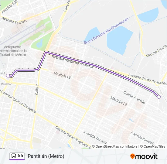 55 Bus Line Map
