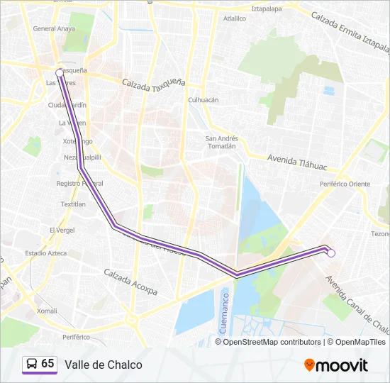 65 Bus Line Map