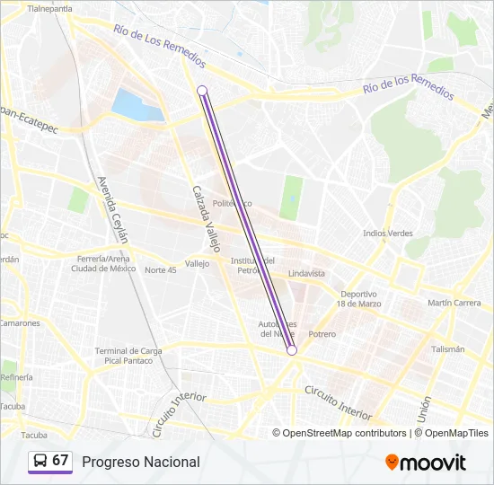 67 Bus Line Map