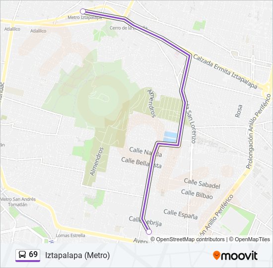 Mapa de 69 de autobús