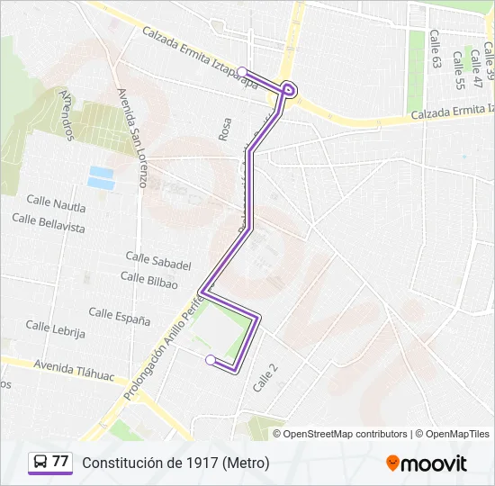 77 Bus Line Map