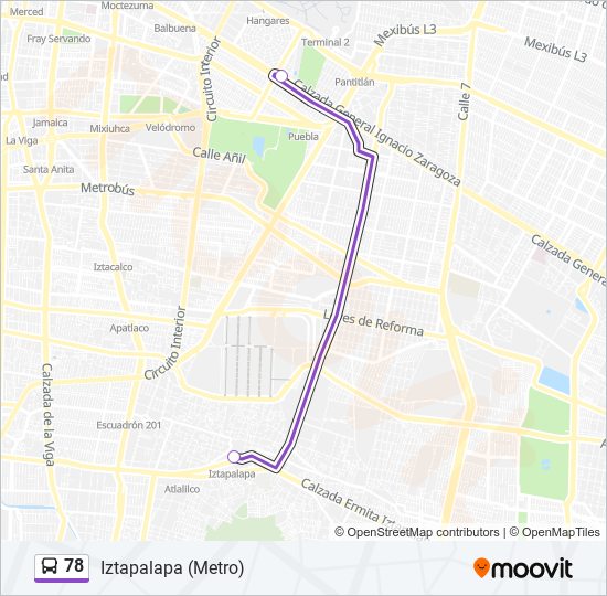 Mapa de 78 de autobús