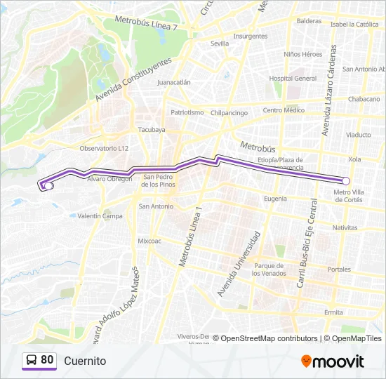 80 Bus Line Map