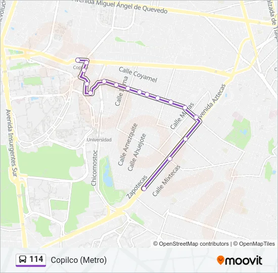 114 Bus Line Map