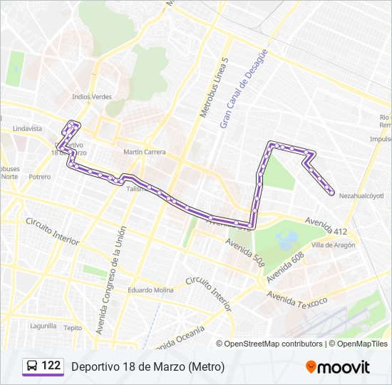 Mapa de 122 de autobús