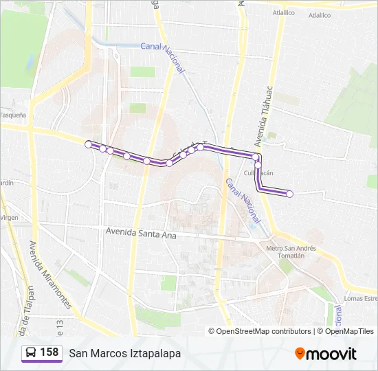 158 Bus Line Map