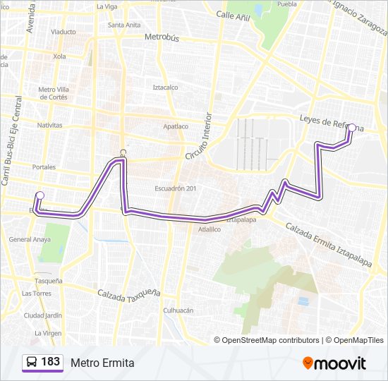 Mapa de 183 de autobús