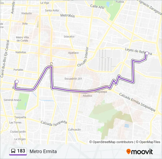 183 Bus Line Map