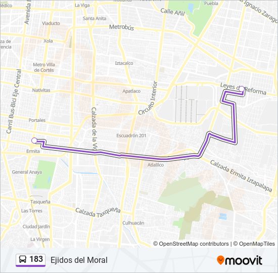 183 bus Line Map