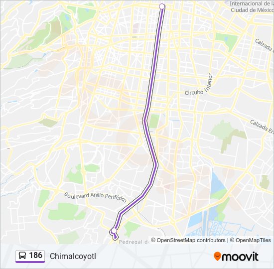 186 bus Line Map