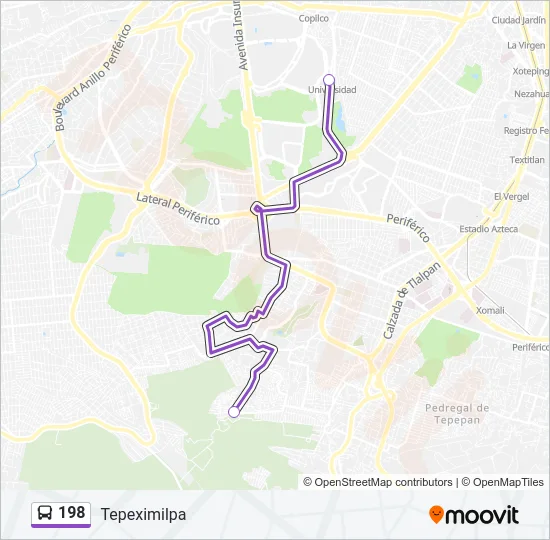 198 Bus Line Map