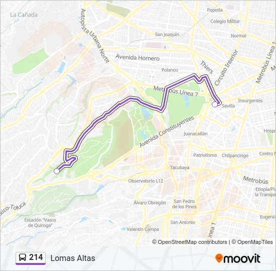 214 Bus Line Map