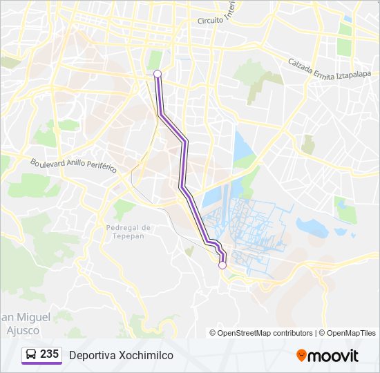 Mapa de 235 de autobús