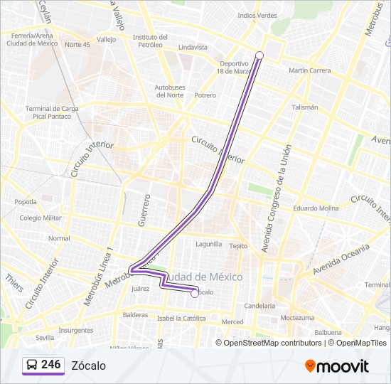 Mapa de 246 de autobús