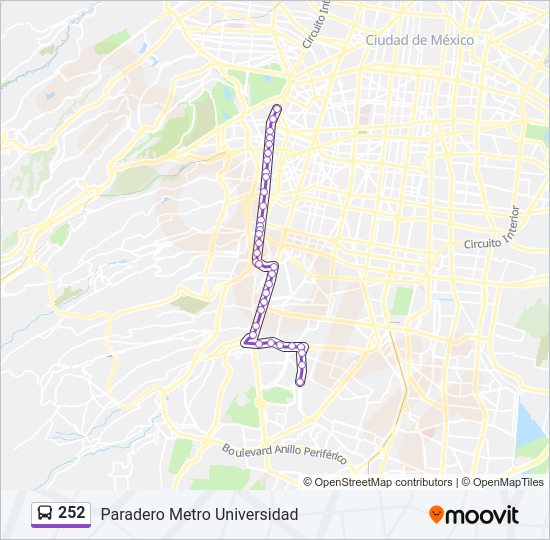 Mapa de 252 de autobús