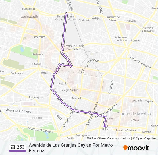 253 Bus Line Map