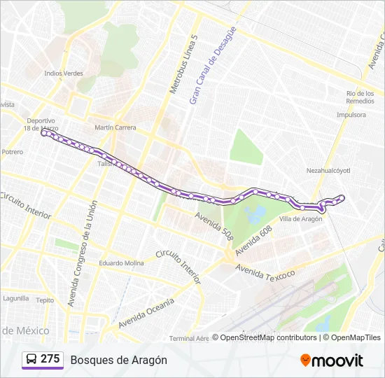 275 Bus Line Map