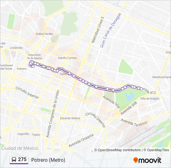 275 Bus Line Map