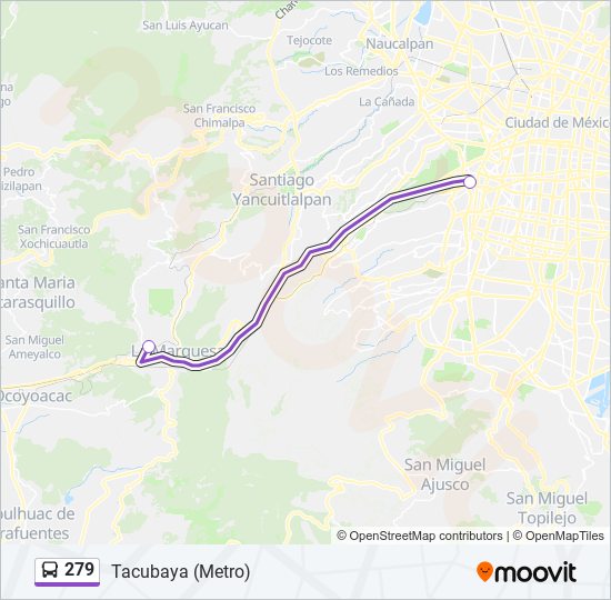 Mapa de 279 de autobús