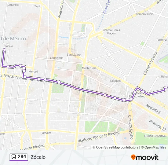 284 Bus Line Map