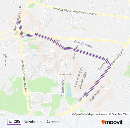 285 bus Line Map