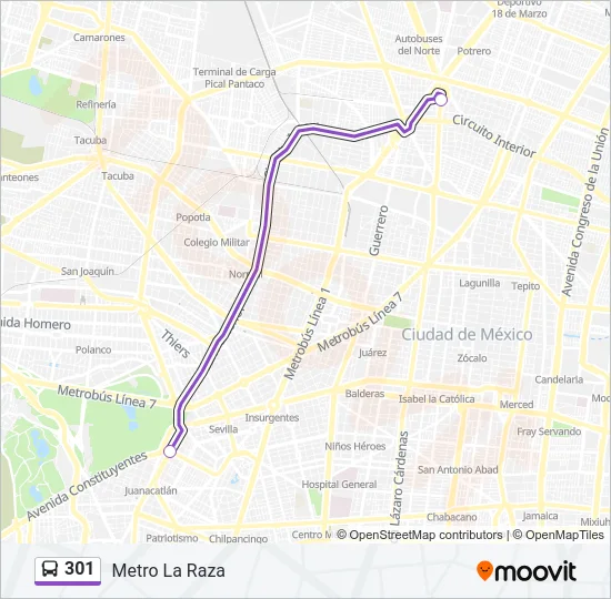 301 Bus Line Map