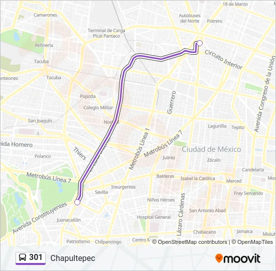 301 Bus Line Map