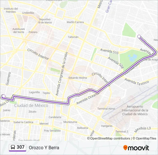 307 Bus Line Map
