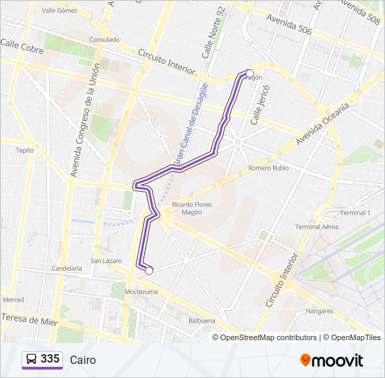 Mapa de 335 de autobús