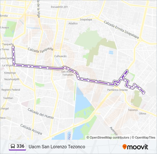 Mapa de 336 de autobús