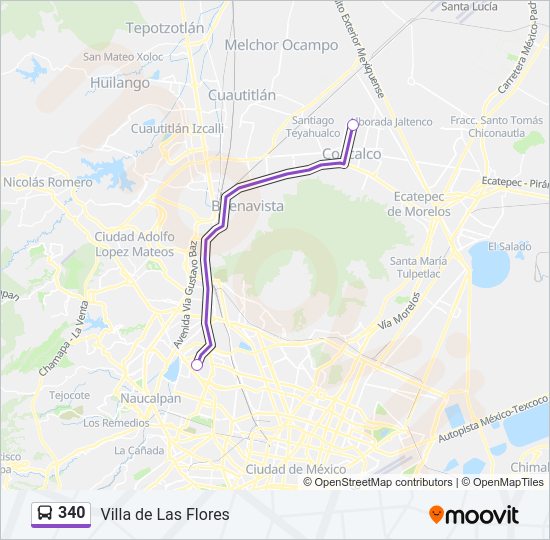 Mapa de 340 de autobús