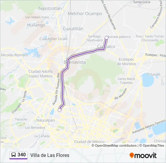 340 Bus Line Map