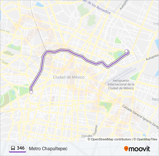 Mapa de 346 de autobús