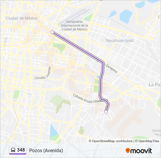 Mapa de 348 de autobús