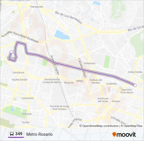 349 Bus Line Map
