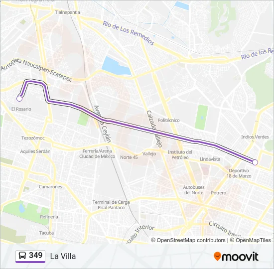 349 Bus Line Map