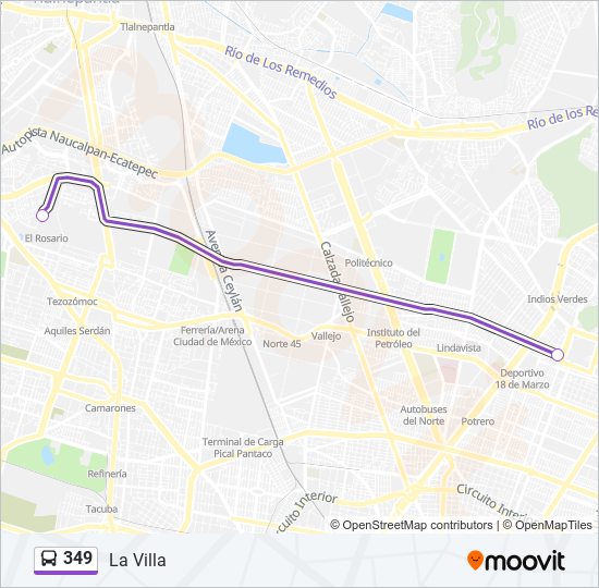 349 bus Line Map