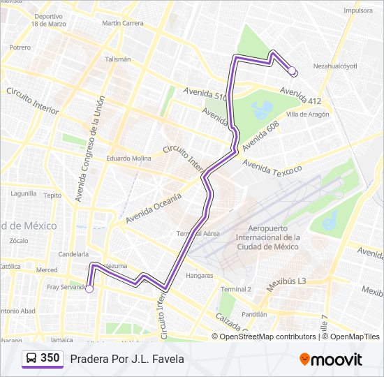Mapa de 350 de autobús