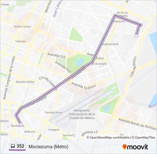 Mapa de 352 de autobús