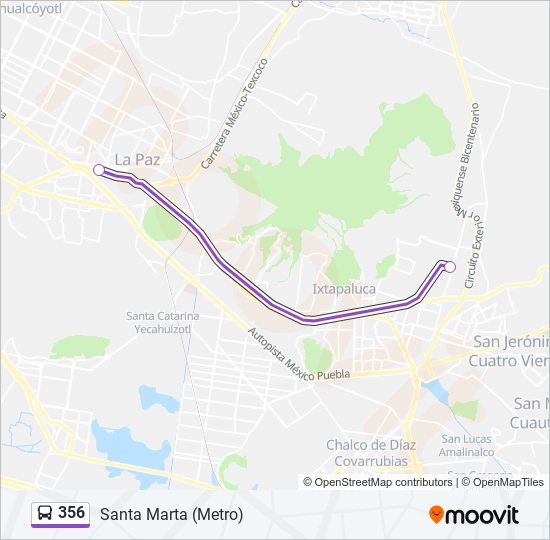 Mapa de 356 de autobús