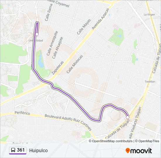 361 bus Line Map