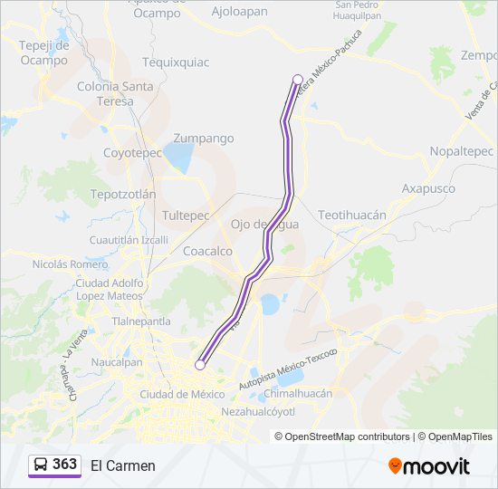 363 bus Line Map