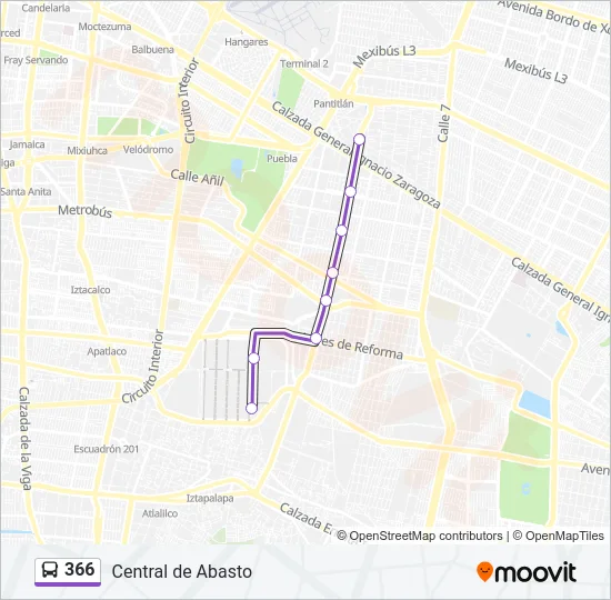 366 Bus Line Map