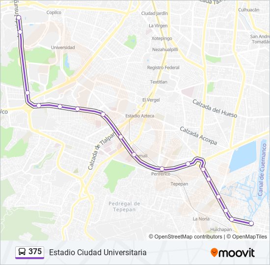 375 bus Line Map