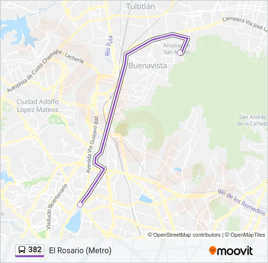 382 Bus Line Map