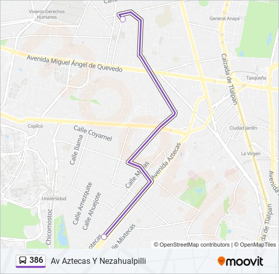 386 bus Line Map