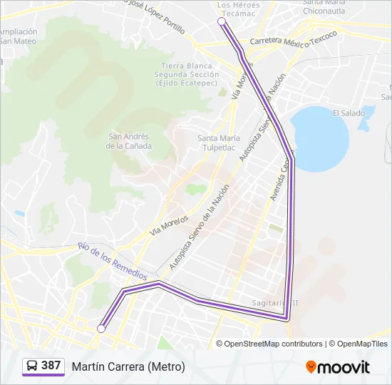 387 Bus Line Map